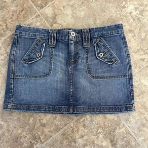 Vintage Old Navy Y2K Mini Denim Skirt Women's 10 Ultra Low Rise Blue Pocket